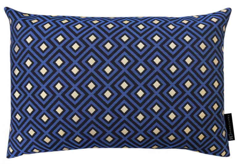 252 pillow jaquard square blue gold 60x40